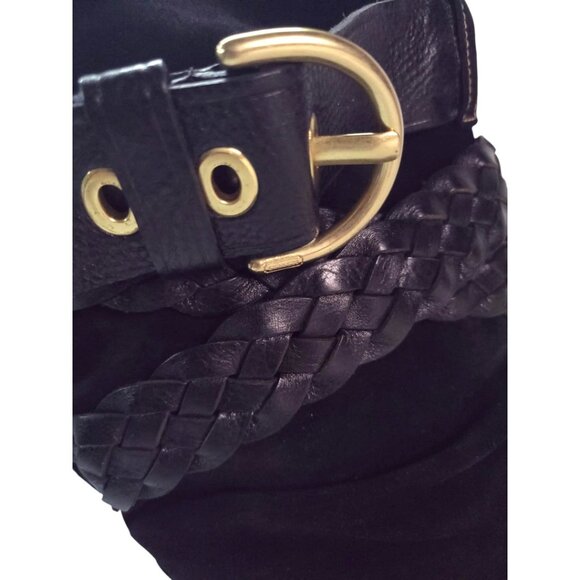 Vintage COACH Randie Belted Slouch Boots black suede 8 - Picture 9 of 12